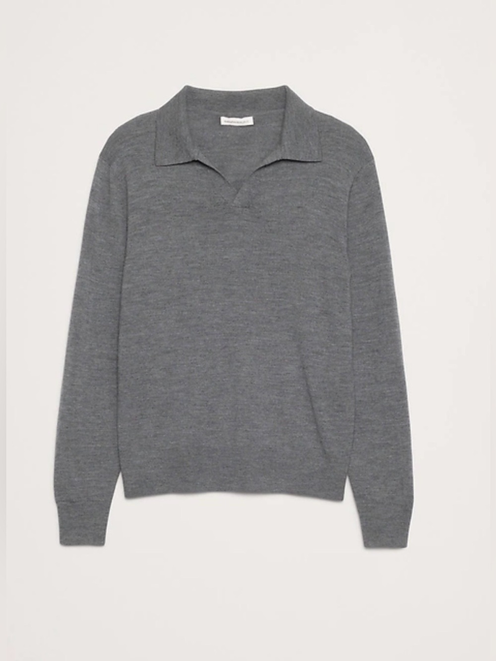 Banana Republic 100% Merino Wool Grey Knit Polo Collar Sweater size M. Like new.